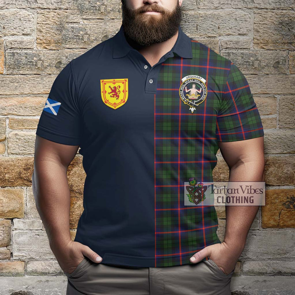 Tartan Vibes Clothing Urquhart Modern Tartan Polo Shirt with Scottish Lion Royal Arm Half Style