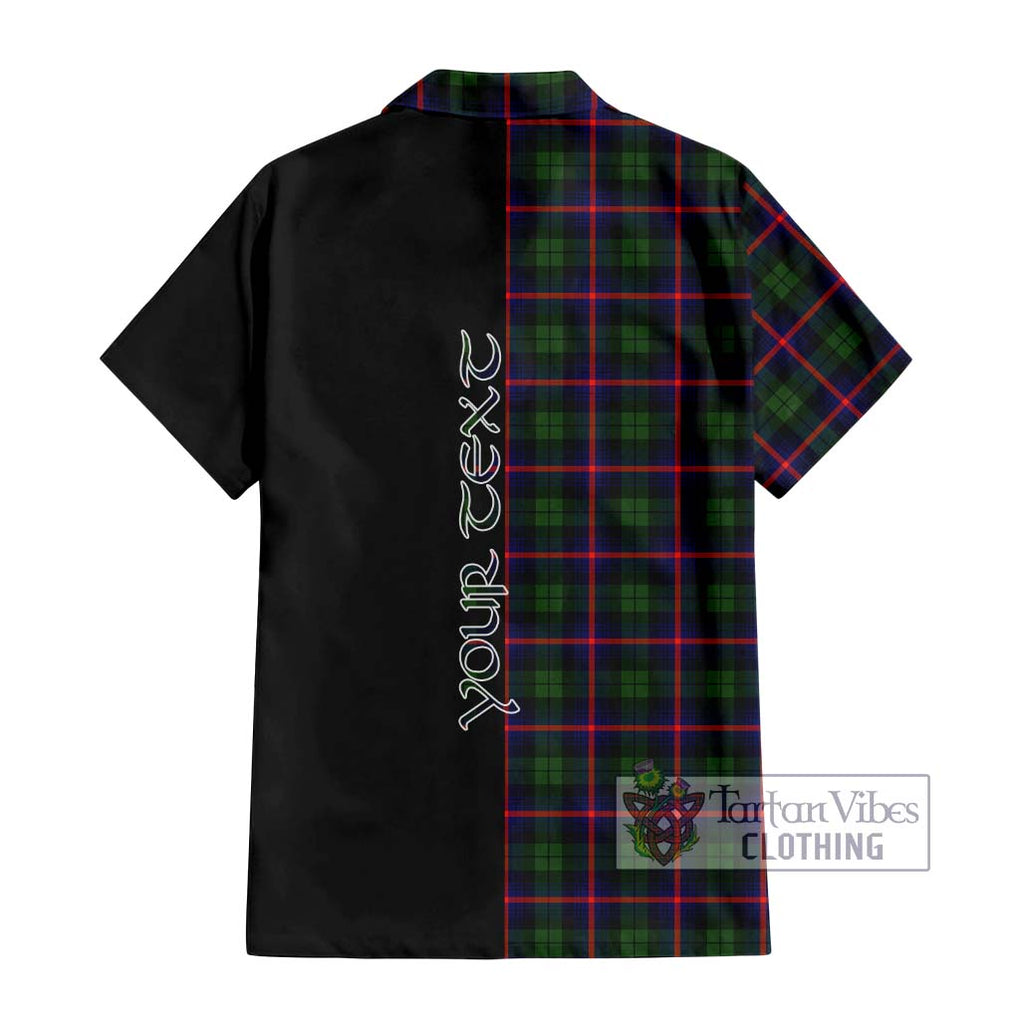 Urquhart Modern Tartan Short Sleeve Button Shirt with Family Crest and Half Of Me Style - Tartanvibesclothing Shop