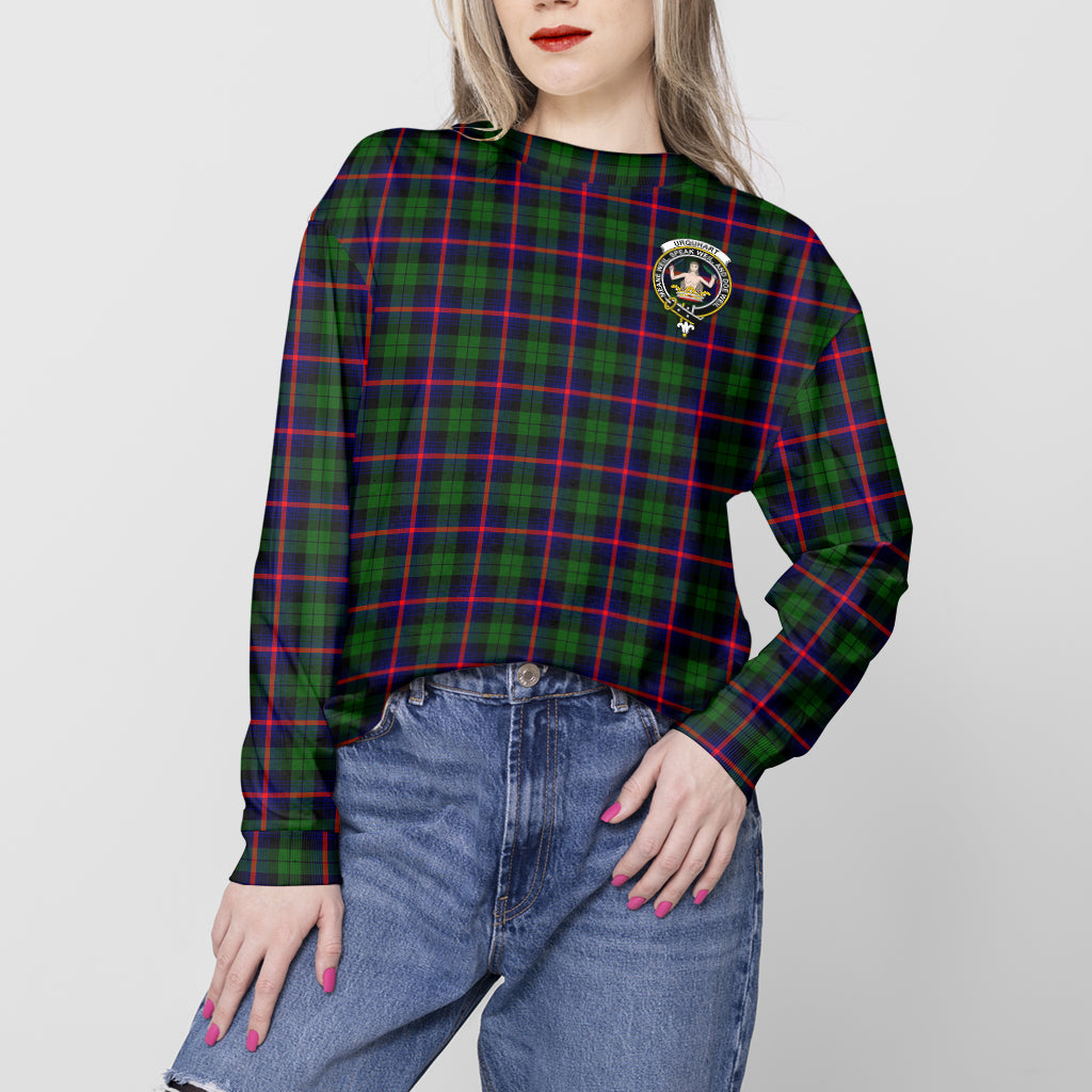 Urquhart Modern Tartan Sweatshirt with Family Crest - Tartan Vibes Clothing