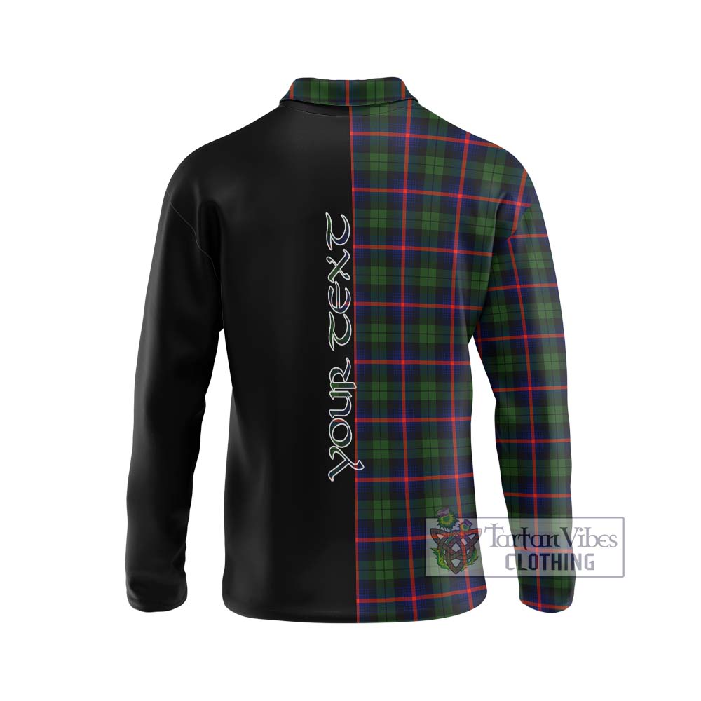 Urquhart Modern Tartan Long Sleeve Polo Shirt with Family Crest and Half Of Me Style - Tartanvibesclothing Shop