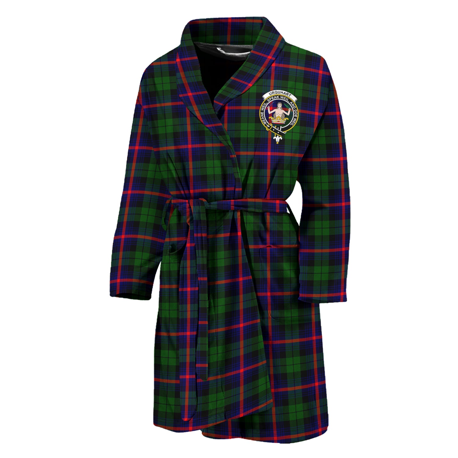 Urquhart Modern Tartan Bathrobe with Family Crest Unisex M - Tartan Vibes Clothing