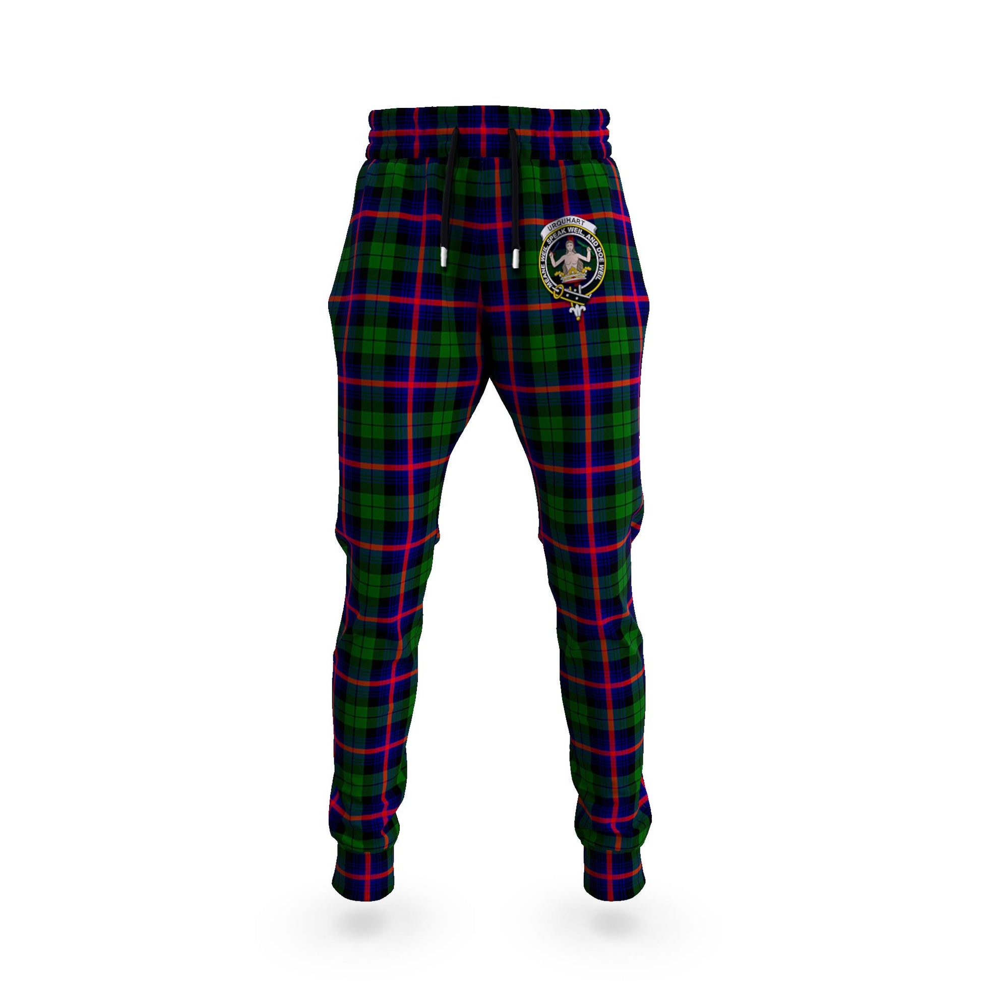 Urquhart Modern Tartan Joggers Pants with Family Crest 5XL - Tartan Vibes Clothing