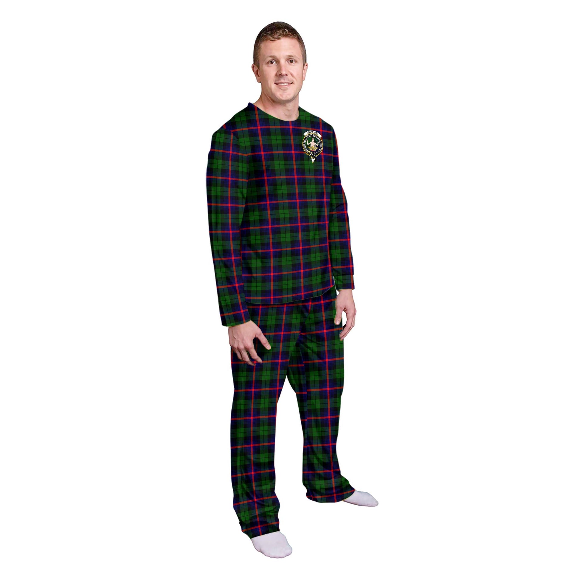 Urquhart Modern Tartan Pajamas Family Set with Family Crest - Tartanvibesclothing