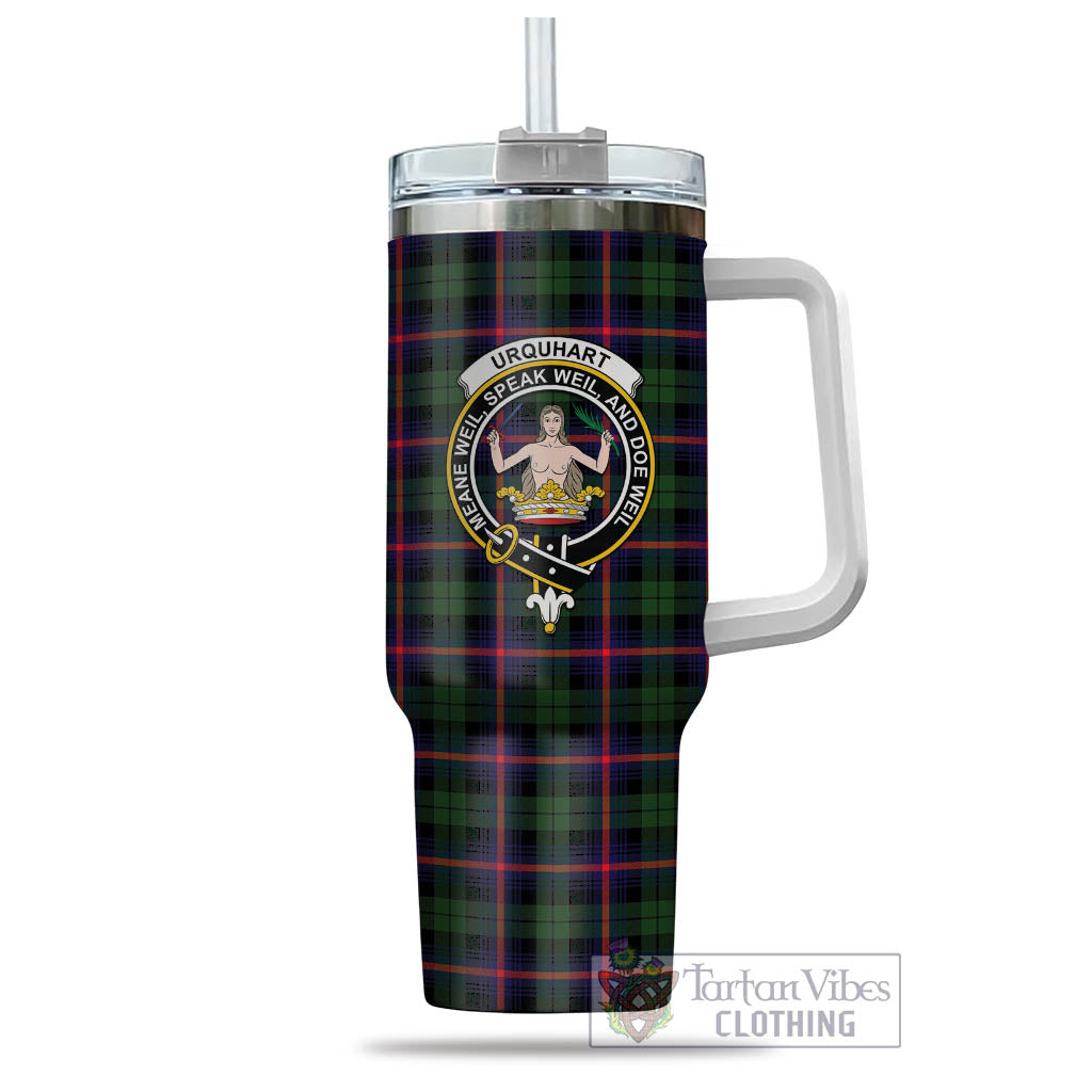 Tartan Vibes Clothing Urquhart Modern Tartan and Family Crest Tumbler with Handle