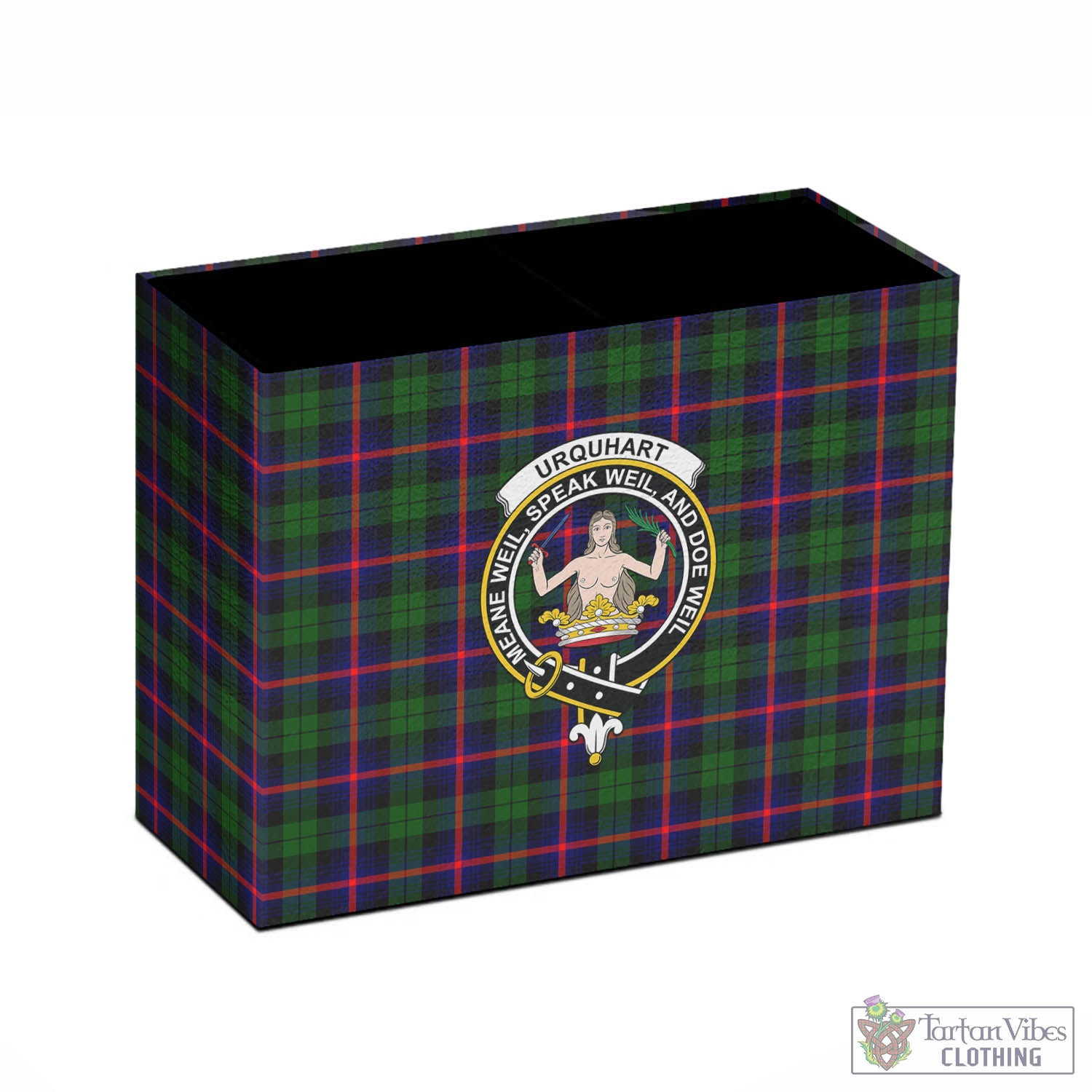 Tartan Vibes Clothing Urquhart Modern Tartan Pen Holder with Family Crest