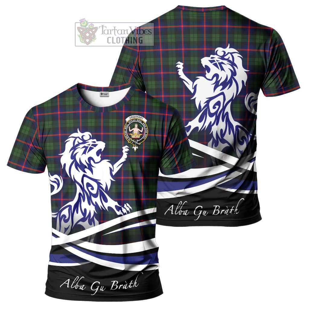 Tartan Vibes Clothing Urquhart Modern Tartan Cotton T-shirt with Alba Gu Brath Regal Lion Emblem