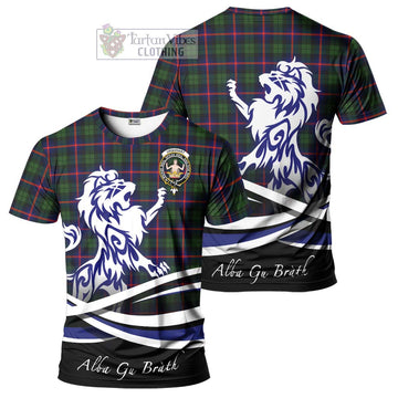 Urquhart Modern Tartan Cotton T-shirt with Alba Gu Brath Regal Lion Emblem