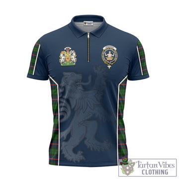 Urquhart Modern Tartan Zipper Polo Shirt with Family Crest and Lion Rampant Vibes Sport Style