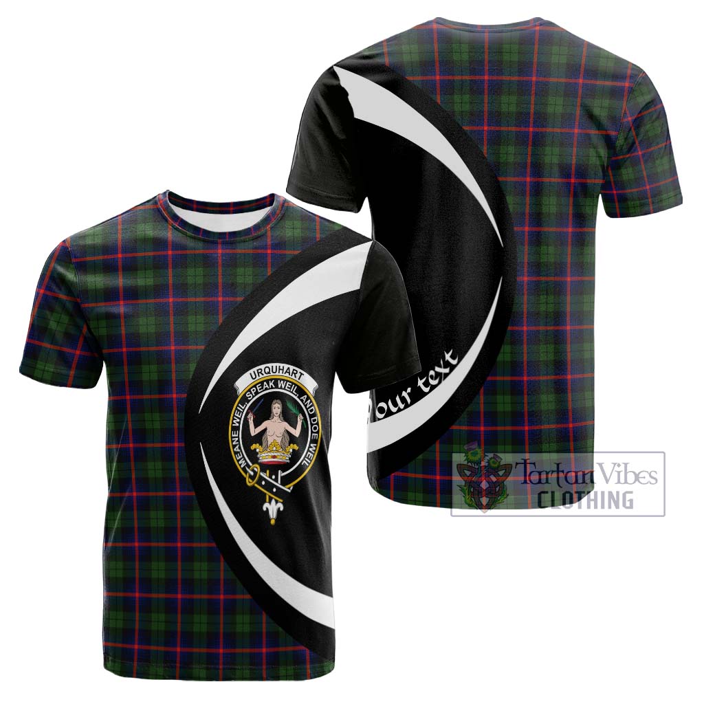 Tartan Vibes Clothing Urquhart Modern Tartan Cotton T-shirt with Family Crest Circle Style