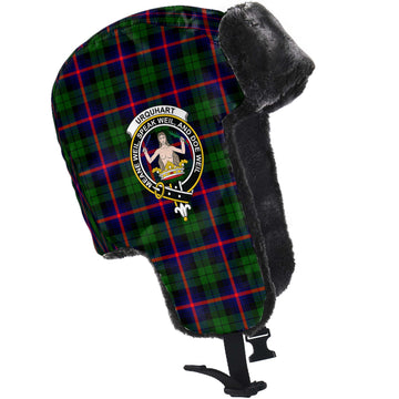 Urquhart Modern Tartan Winter Trapper Hat with Family Crest