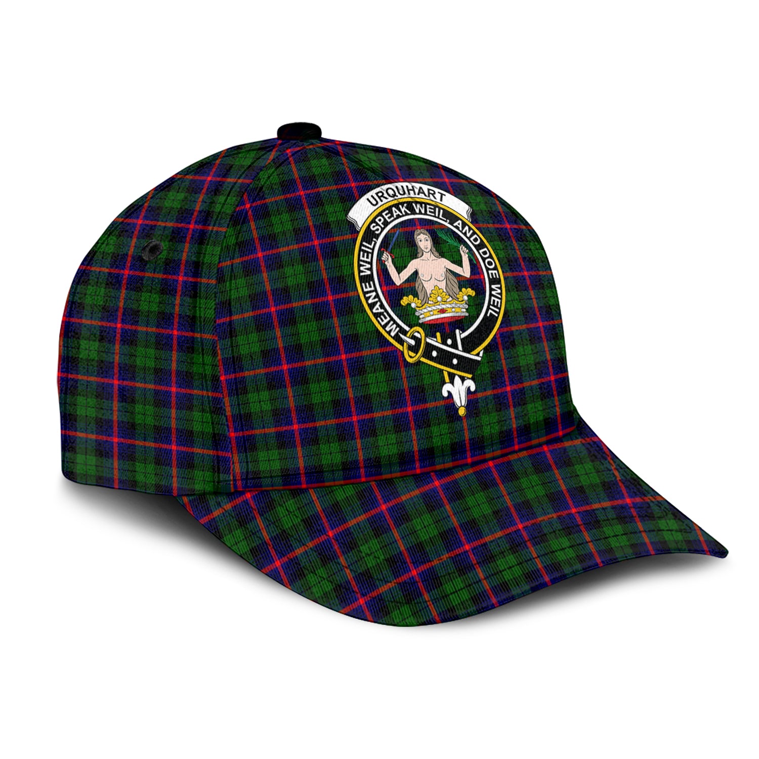 Urquhart Modern Tartan Classic Cap with Family Crest - Tartan Vibes Clothing