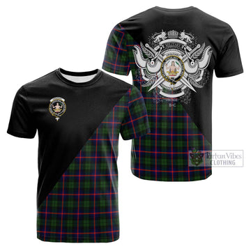 Urquhart Modern Tartan Cotton T-shirt with Family Crest and Military Logo Style