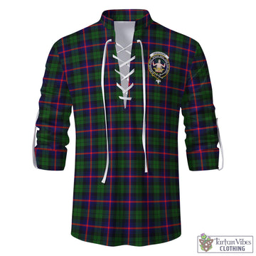 Urquhart Modern Tartan Men's Scottish Traditional Jacobite Ghillie Kilt Shirt with Family Crest