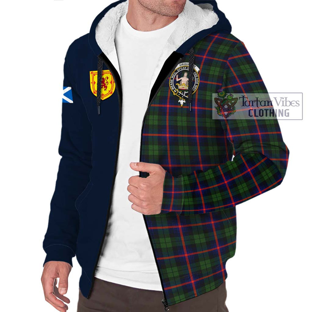 Tartan Vibes Clothing Urquhart Modern Tartan Sherpa Hoodie with Scottish Lion Royal Arm Half Style