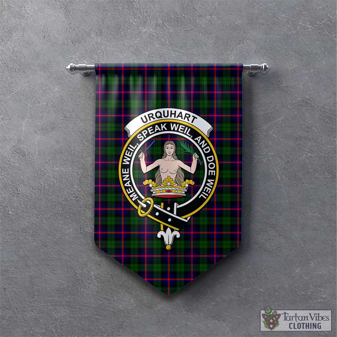 Tartan Vibes Clothing Urquhart Modern Tartan Gonfalon, Tartan Banner with Family Crest