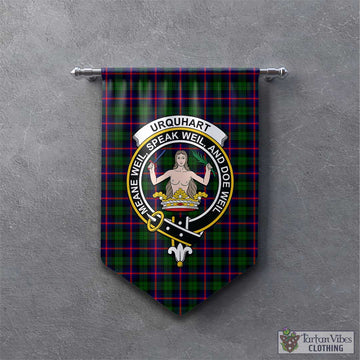 Urquhart Modern Tartan Gonfalon, Tartan Banner with Family Crest