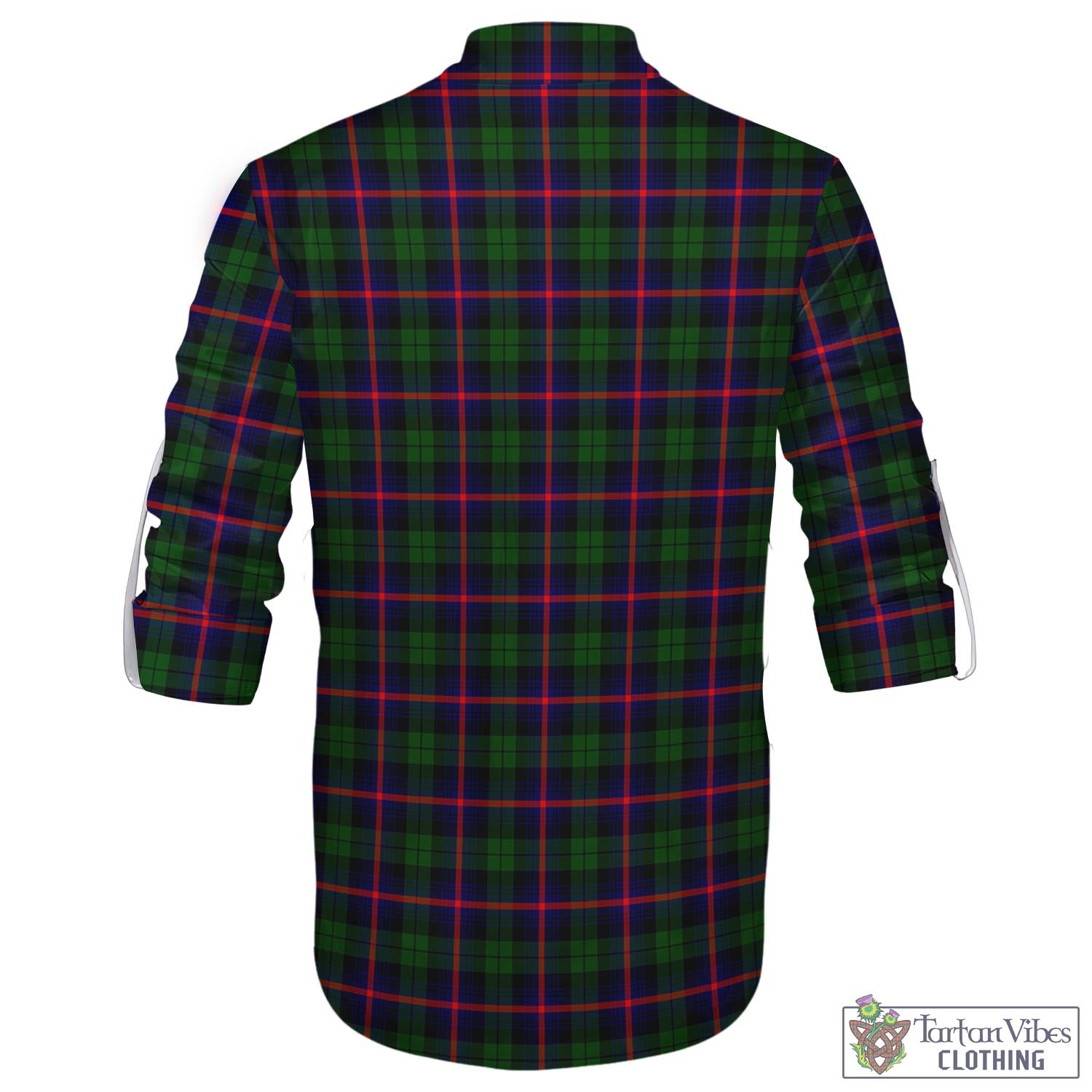 Tartan Vibes Clothing Urquhart Modern Tartan Men's Scottish Traditional Jacobite Ghillie Kilt Shirt with Family Crest