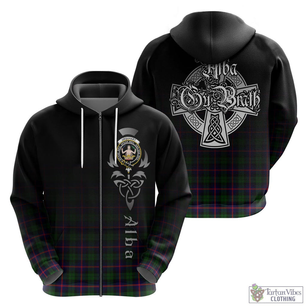 Tartan Vibes Clothing Urquhart Modern Tartan Hoodie Featuring Alba Gu Brath Family Crest Celtic Inspired