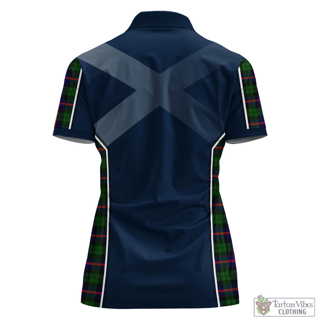 Tartan Vibes Clothing Urquhart Modern Tartan Women's Polo Shirt with Family Crest and Scottish Thistle Vibes Sport Style