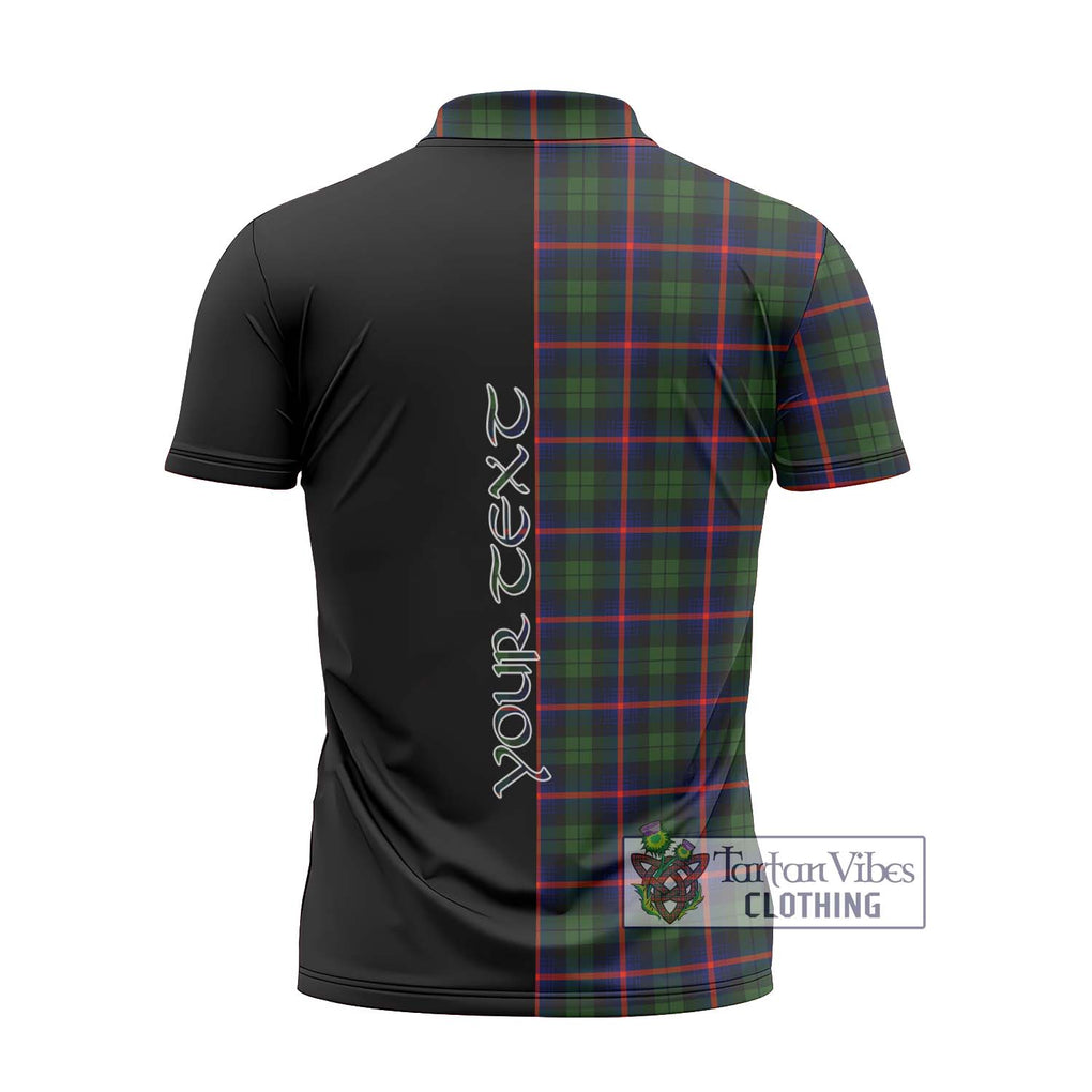 Urquhart Modern Tartan Zipper Polo Shirt with Family Crest and Half Of Me Style - Tartanvibesclothing Shop