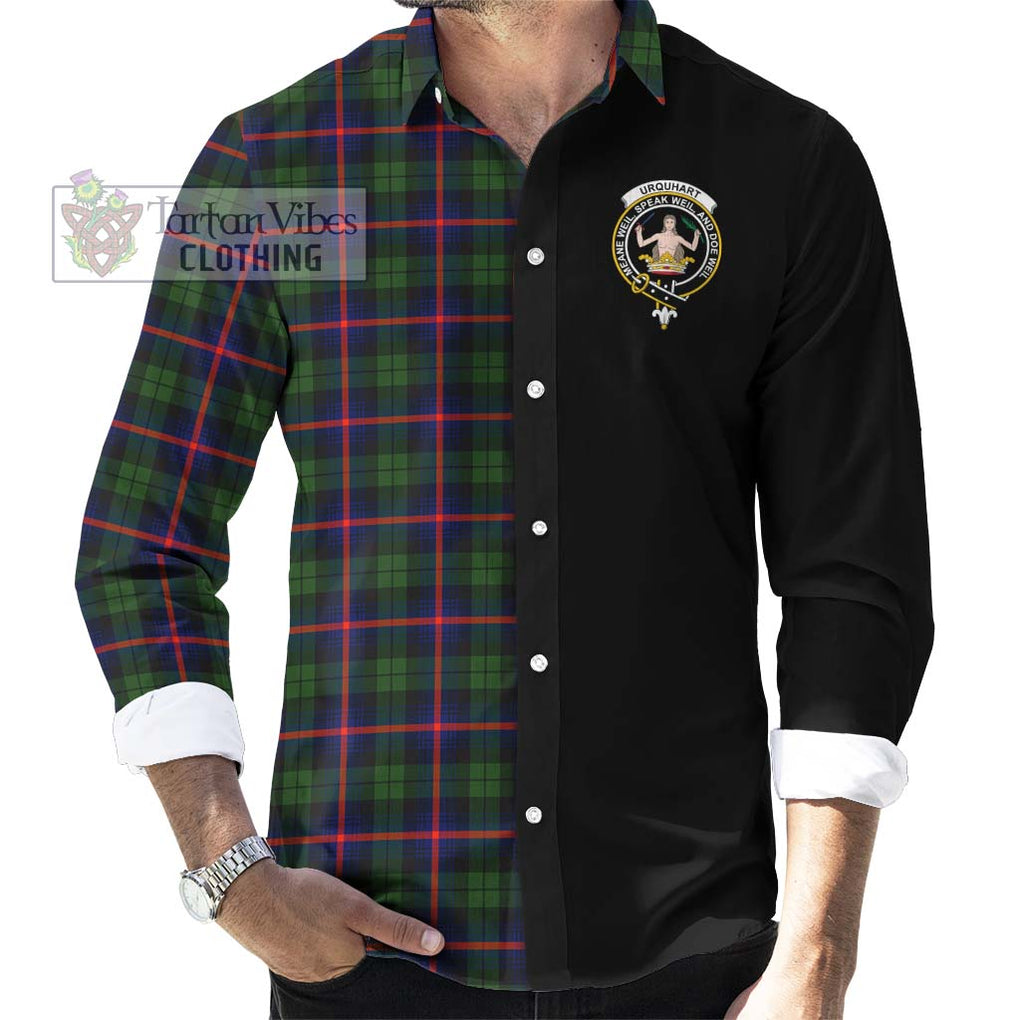 Urquhart Modern Tartan Long Sleeve Button Shirt with Family Crest and Half Of Me Style - Tartanvibesclothing Shop