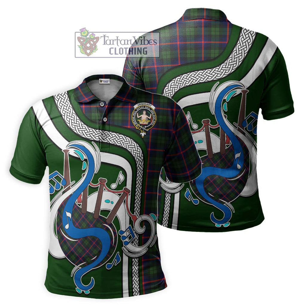 Tartan Vibes Clothing Urquhart Modern Tartan Polo Shirt with Epic Bagpipe Style