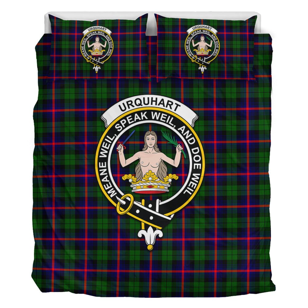 urquhart-modern-tartan-bedding-set-with-family-crest