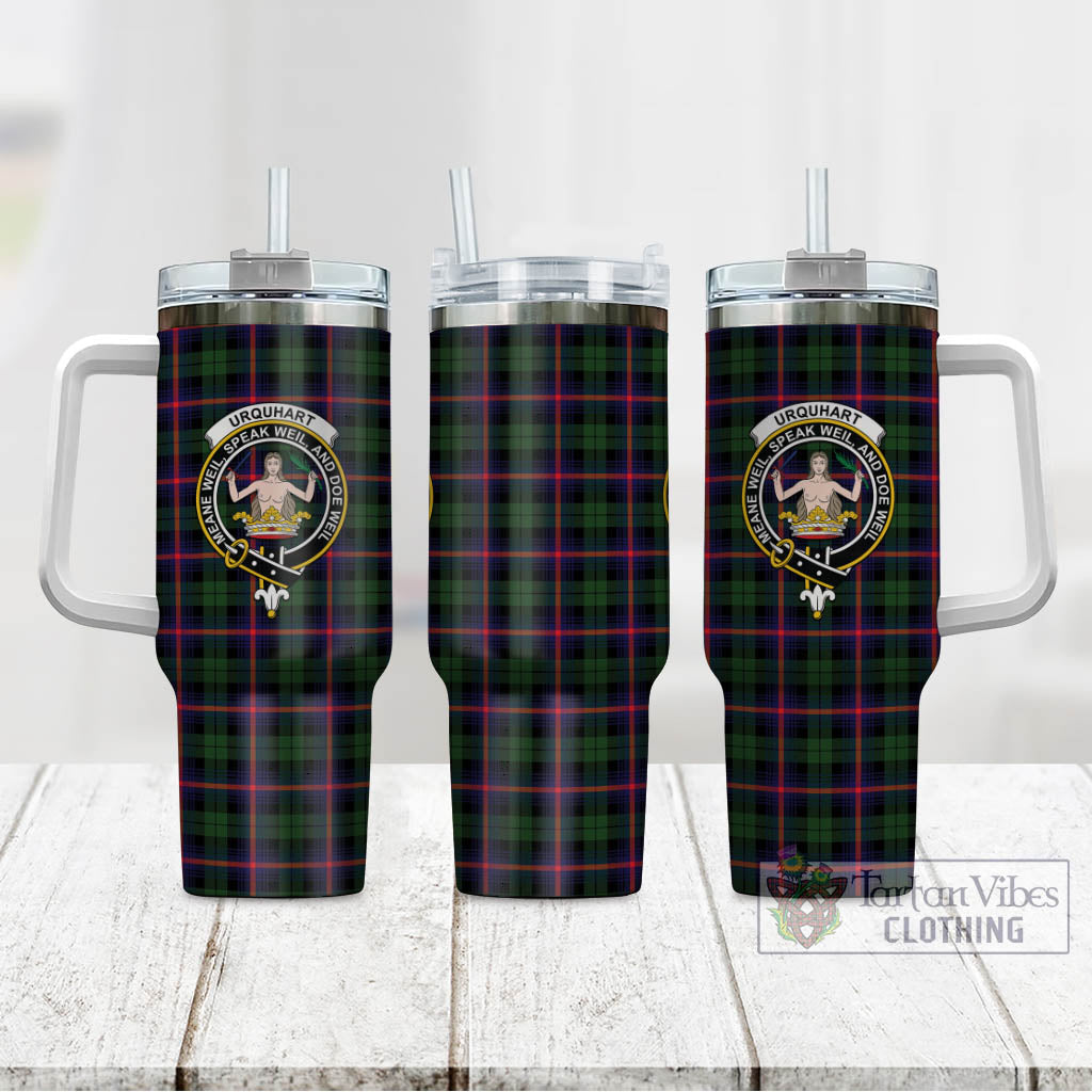 Tartan Vibes Clothing Urquhart Modern Tartan and Family Crest Tumbler with Handle