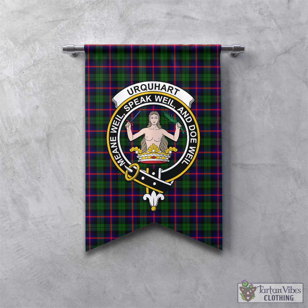 Tartan Vibes Clothing Urquhart Modern Tartan Gonfalon, Tartan Banner with Family Crest