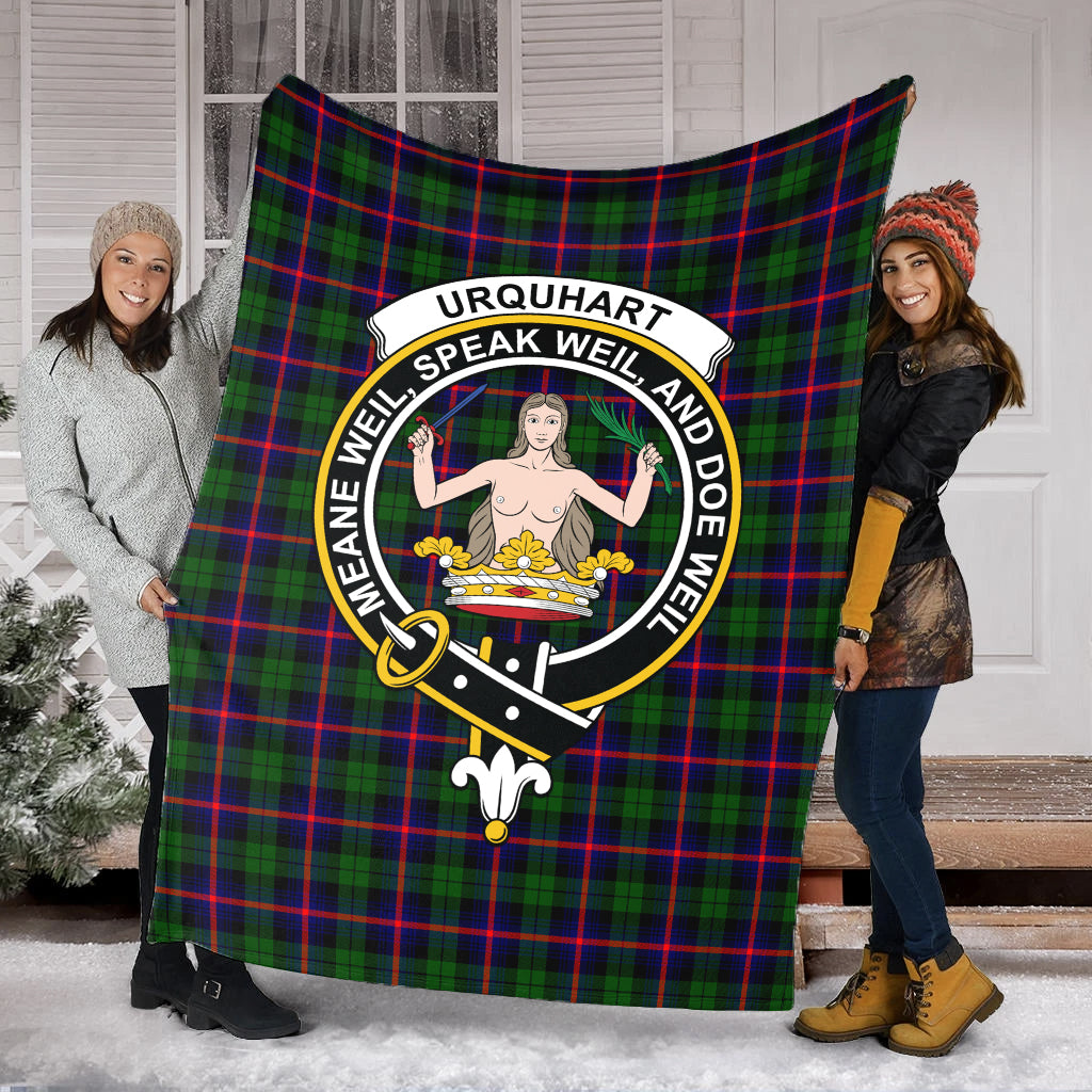 urquhart-modern-tartab-blanket-with-family-crest