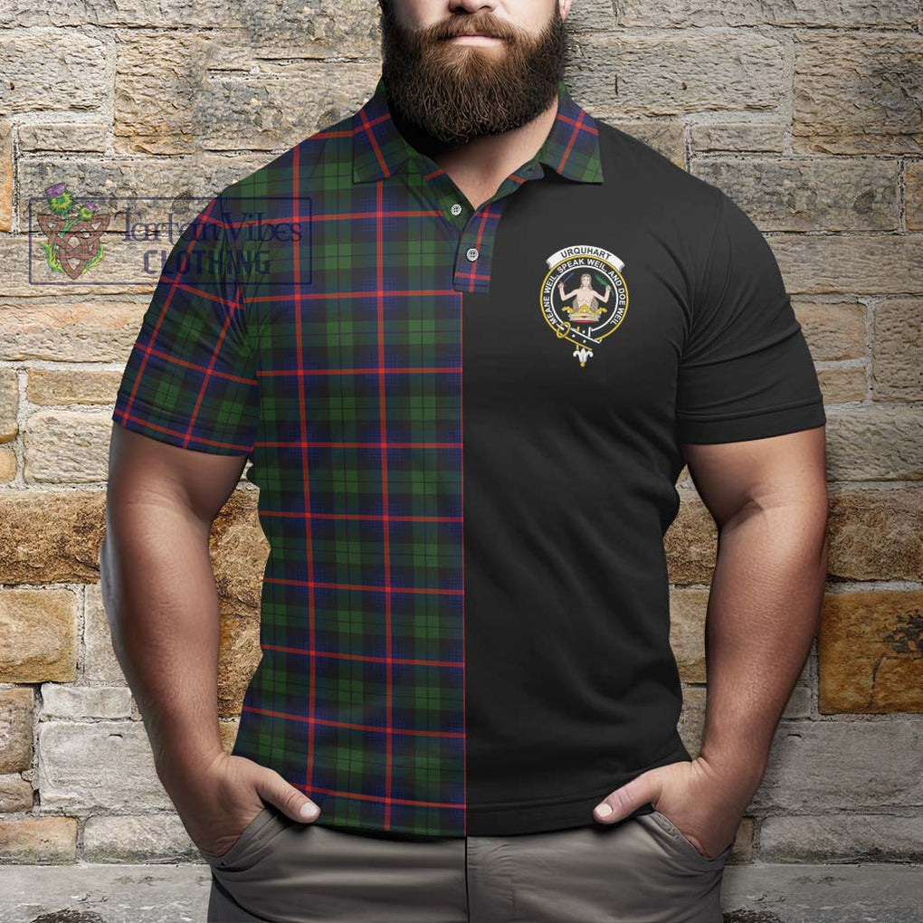 Urquhart Modern Tartan Polo Shirt with Family Crest and Half Of Me Style - Tartanvibesclothing Shop