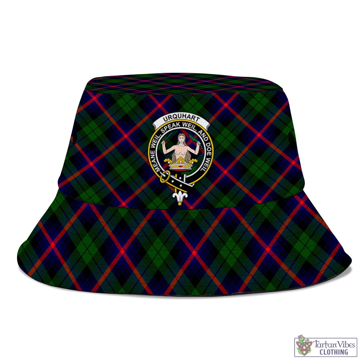 Tartan Vibes Clothing Urquhart Modern Tartan Bucket Hat with Family Crest