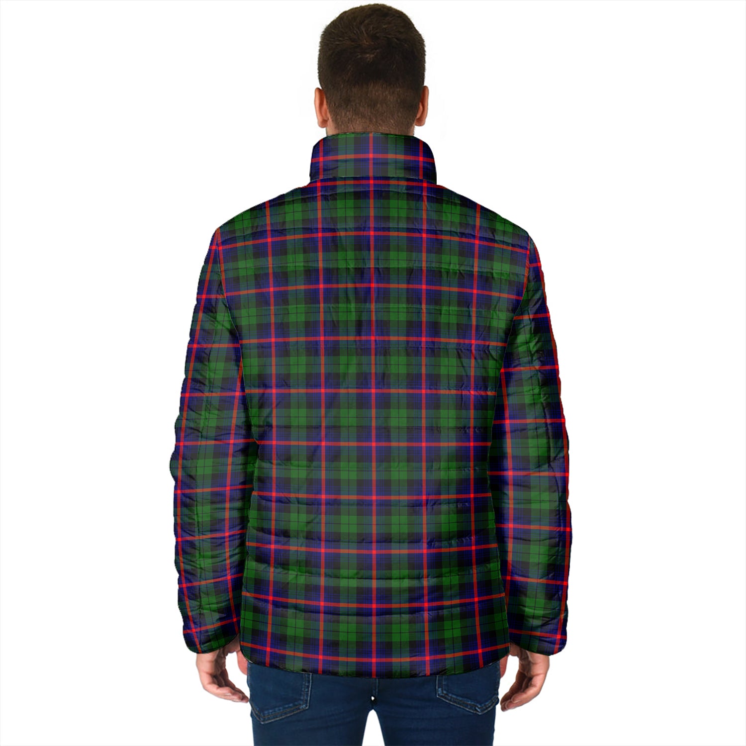 Urquhart Modern Tartan Padded Jacket with Family Crest - Tartan Vibes Clothing