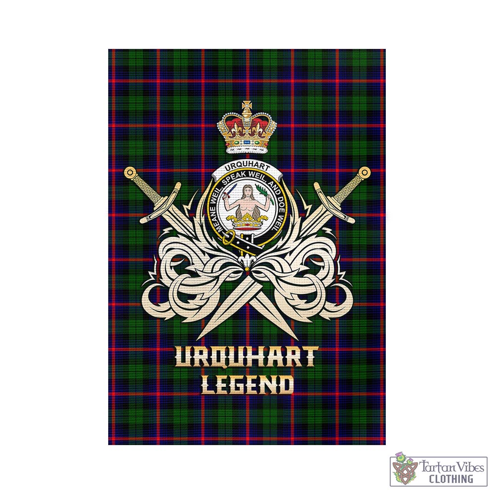 Tartan Vibes Clothing Urquhart Modern Tartan Flag with Clan Crest and the Golden Sword of Courageous Legacy