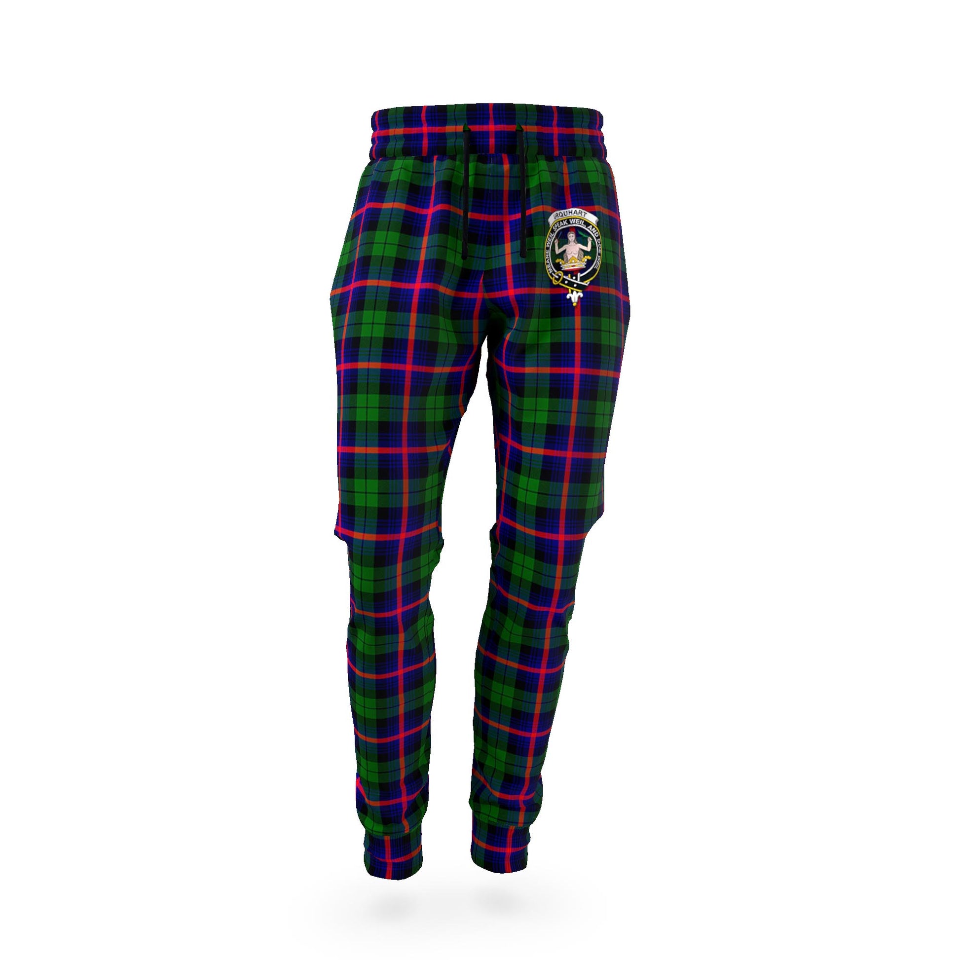 Urquhart Modern Tartan Joggers Pants with Family Crest - Tartan Vibes Clothing