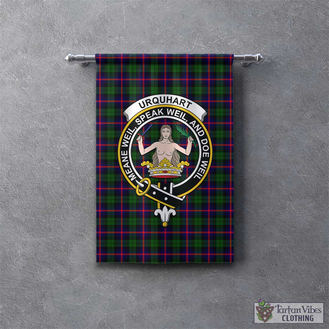 Tartan Vibes Clothing Urquhart Modern Tartan Gonfalon, Tartan Banner with Family Crest