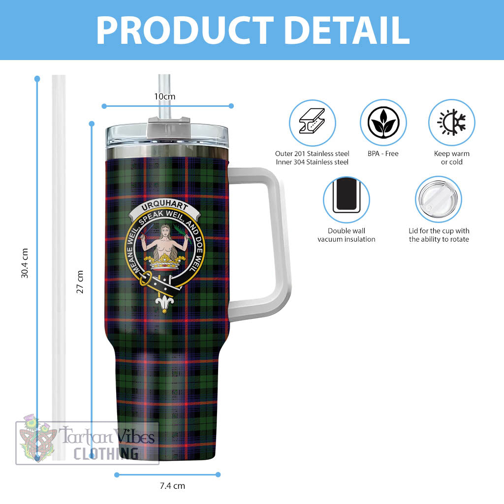 Tartan Vibes Clothing Urquhart Modern Tartan and Family Crest Tumbler with Handle