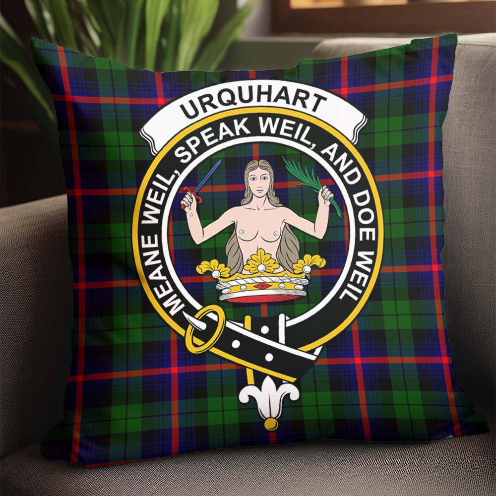 Urquhart Modern Tartan Pillow Cover with Family Crest - Tartanvibesclothing