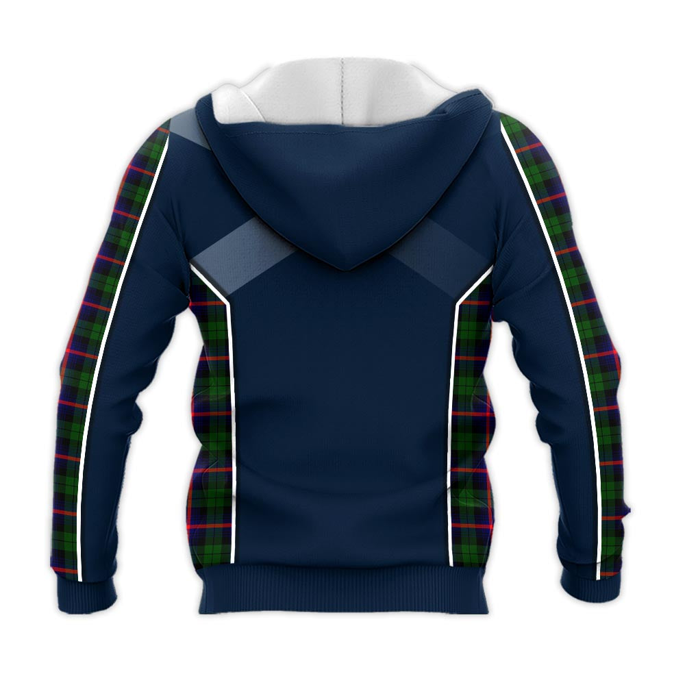 Tartan Vibes Clothing Urquhart Modern Tartan Knitted Hoodie with Family Crest and Scottish Thistle Vibes Sport Style