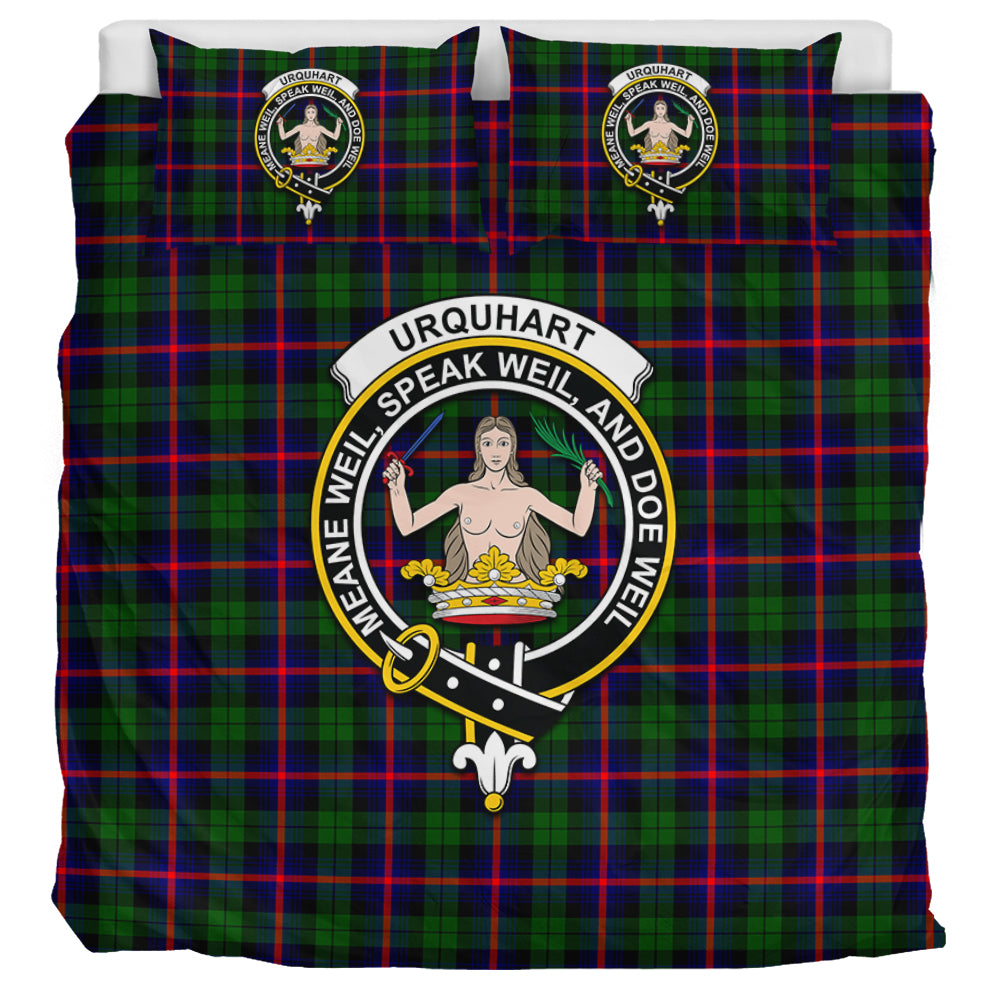 urquhart-modern-tartan-bedding-set-with-family-crest