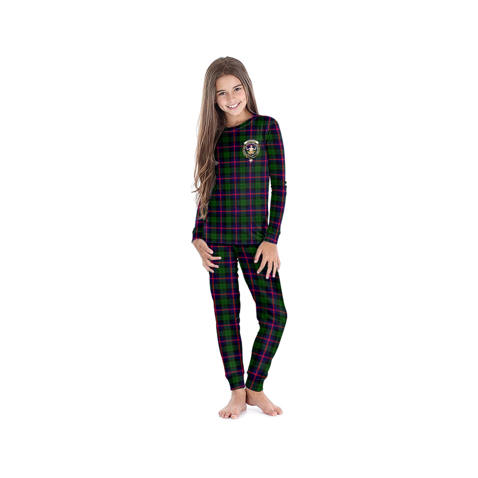 Urquhart Modern Tartan Pajamas Family Set with Family Crest - Tartanvibesclothing