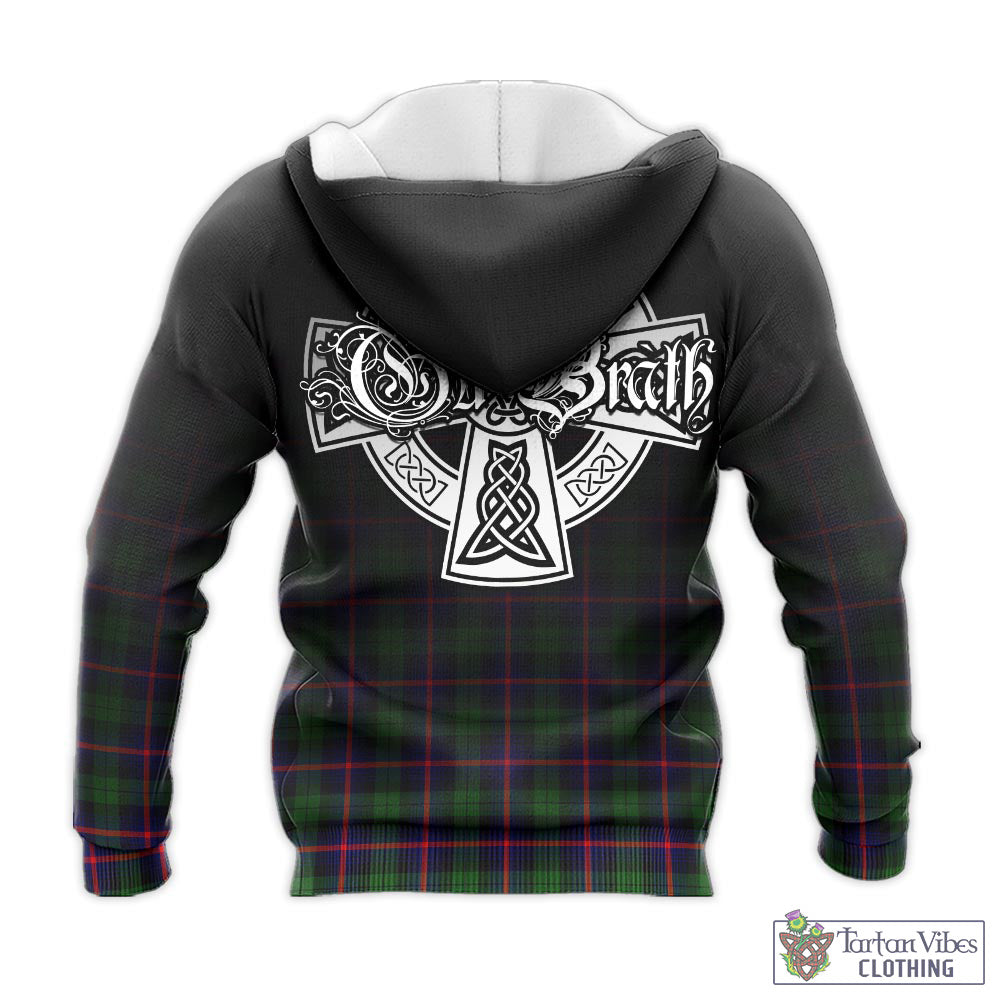 Tartan Vibes Clothing Urquhart Modern Tartan Knitted Hoodie Featuring Alba Gu Brath Family Crest Celtic Inspired