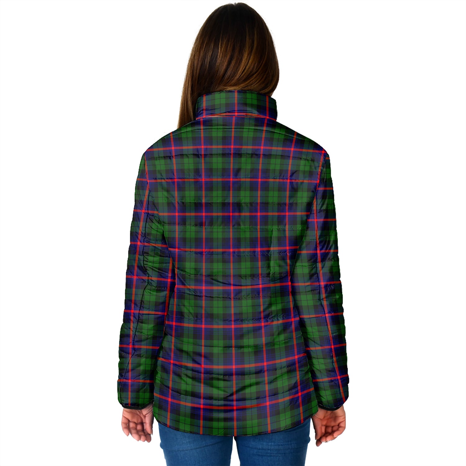 Urquhart Modern Tartan Padded Jacket with Family Crest - Tartan Vibes Clothing