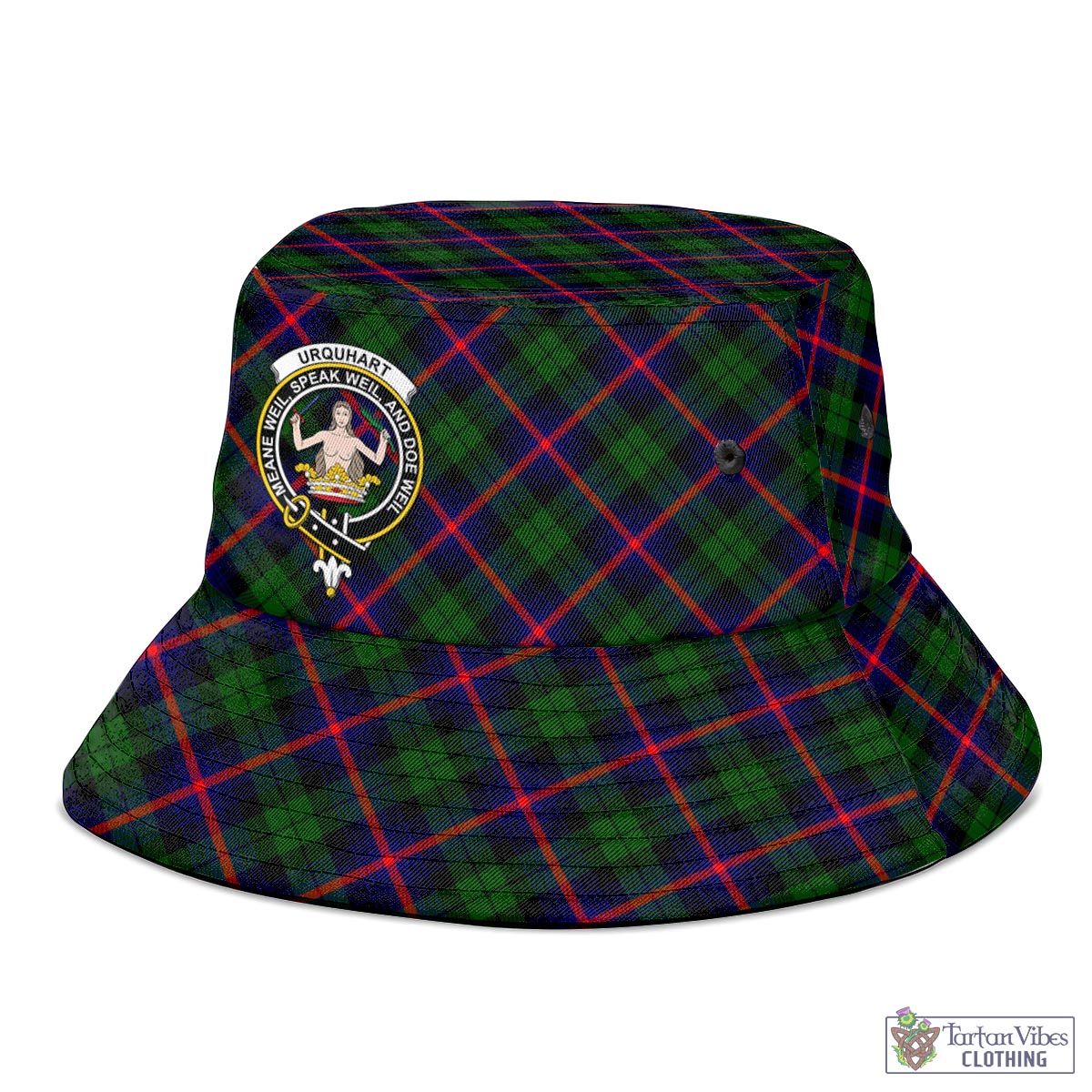 Tartan Vibes Clothing Urquhart Modern Tartan Bucket Hat with Family Crest