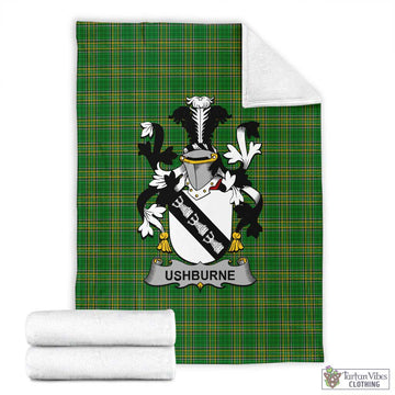 Ushburne Irish Clan Tartan Blanket with Coat of Arms X-Large 59 x 79 inches 150 x 200 cm - Tartan Vibes Clothing