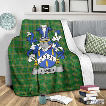 Usher Irish Clan Tartan Blanket with Coat of Arms - Tartan Vibes Clothing