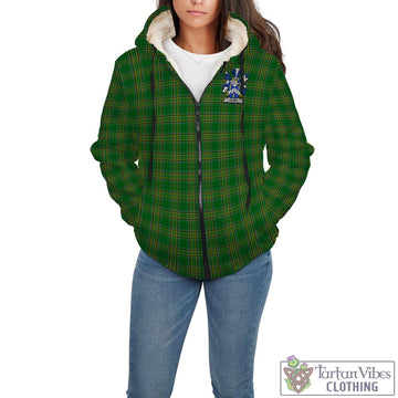 Usher Irish Clan Tartan Sherpa Hoodie with Coat of Arms - Tartan Vibes Clothing