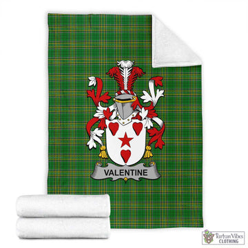 Valentine Irish Clan Tartan Blanket with Coat of Arms X-Large 59 x 79 inches 150 x 200 cm - Tartan Vibes Clothing