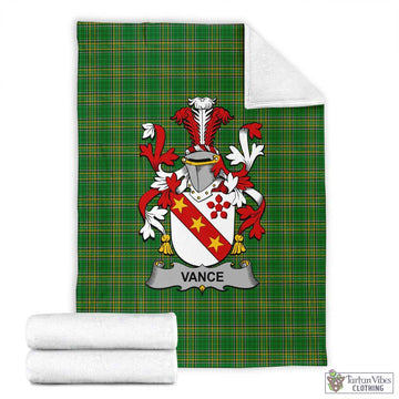 Vance Irish Clan Tartan Blanket with Coat of Arms