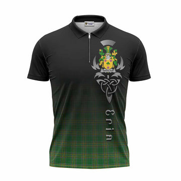 Vandeleur Irish Clan Zipper Polo Shirt with Coat of Arms Erin Go Bragh Celtic Inspired Unisex - Tartan Vibes Clothing